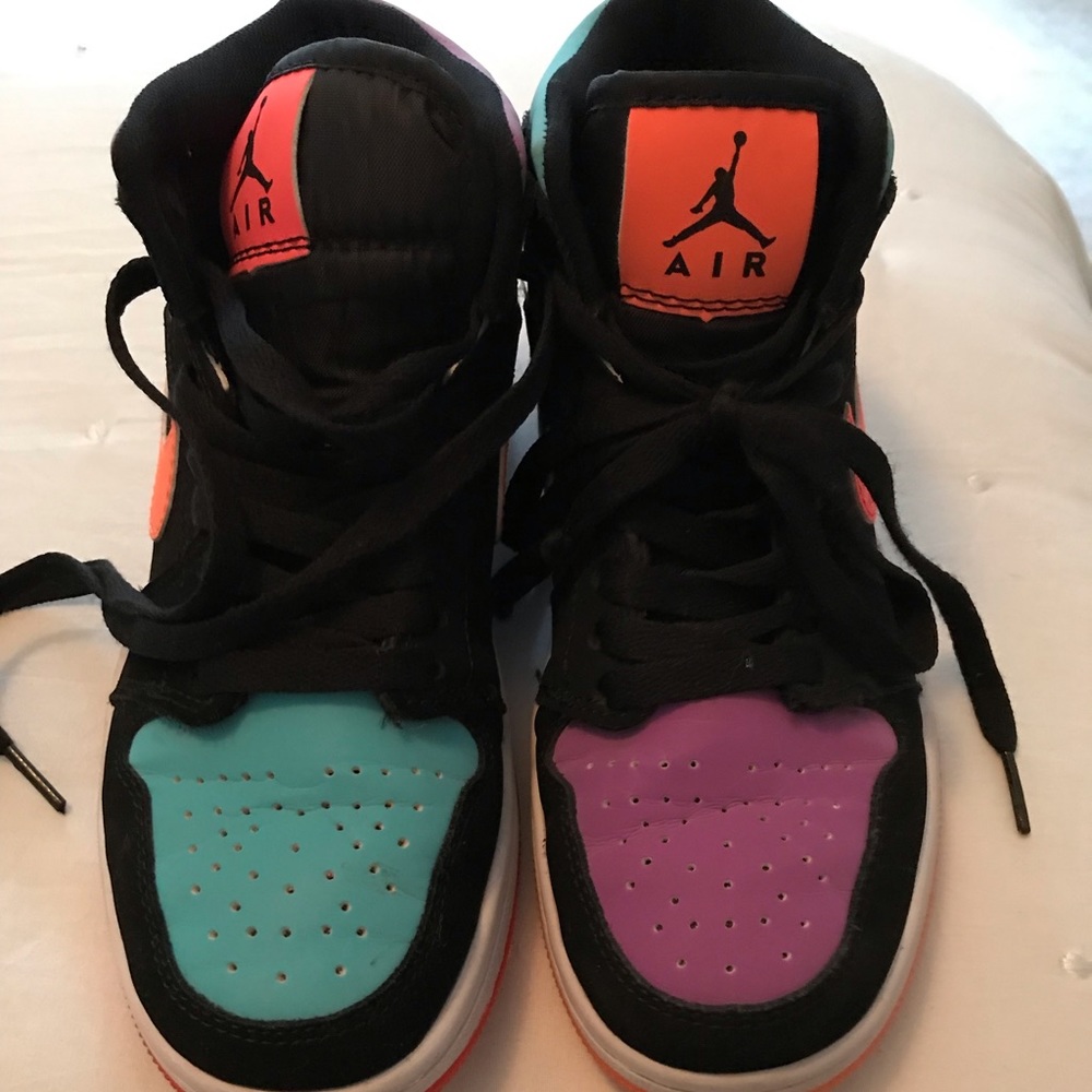 Nike Kids Sneakers Black with Teal and Purple Accents